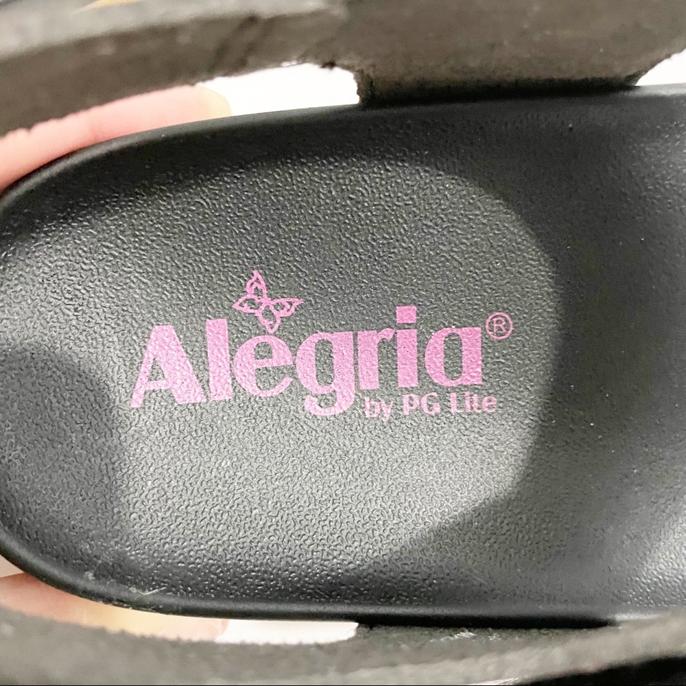 Alegria Women's Black Multi-Color Patterned Sandals - Picture 7 of 10